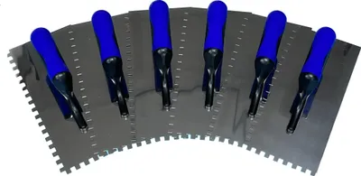 Produktbild von 6er-Set Zahnkellen 8mm mit Softgriff rostfrei 280x130mm Zahnspachtel Glättekelle