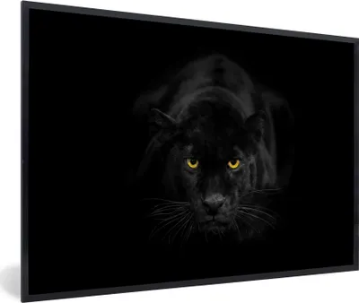 Produktbild von MuchoWow® Gerahmtes Poster Panther - Tiere - Schwarz - Augen 90x60 cm - Poster mit Schwarzem Bilderrahmen Wandposter Rahmen Foto Bilder - Fotorahmen - Foto-Plakat