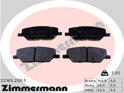 Produktbild von ZIMMERMANN Bremsbeläge Satz Vorne Bremsklötze für JEEP Compass (MP, M6) 22165.200.1