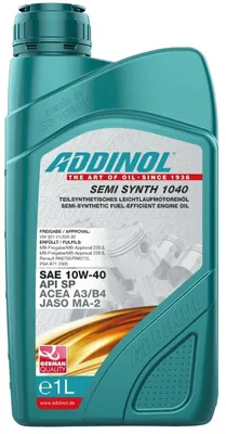 Produktbild von ADDINOL SAE 10W-40, Semi Synth 1040, kraftstoffsparendes, teilsynthetisches Leichtlaufmotorenöl - 1 Liter