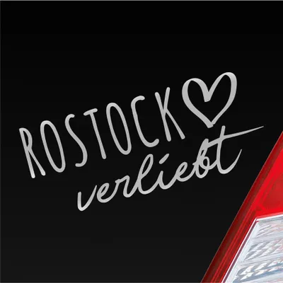 Produktbild von Auto Aufkleber Rostock verliebt Herz Stadt Heimat Liebe Car 19x8 cm Silber Sticker Heckscheibenaufkleber