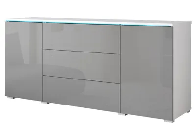 Produktbild von MINIO go for it, Kommode "VEVE", 150 cm, ohne LED Beleuchtung, Weiß / Glänzend Grau Farbe