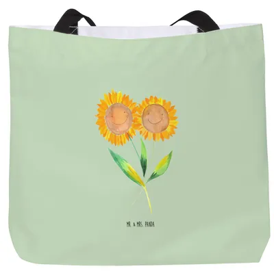 Produktbild von Mr. & Mrs. Panda Tote Bag Blume Sonnenblume - Blattgrün - Geschenk, Sonnenblumen, Vertrauen, Best Friends, Einkaufstasche, Tragetasche, Laptoptasche, Strandtasche, Garten