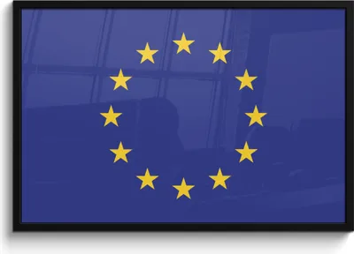 Produktbild von MuchoWow® MuchoWow® Gerahmtes Poster Flagge - Europäische Flagge 90x60 cm - Poster mit zchwarzem Bilderrahmen - Fotorahmen - Foto-Plakat