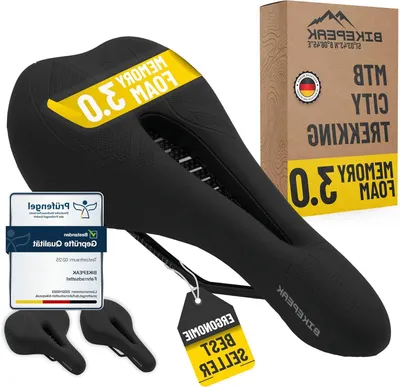 Produktbild von Fahrradsattel mit Memory-Schaum - Bequemer Sattel - Ideal für lange Fahrradtouren - Wasserabweisend und atmungsaktiv - Einheitsgröße - Schwarz