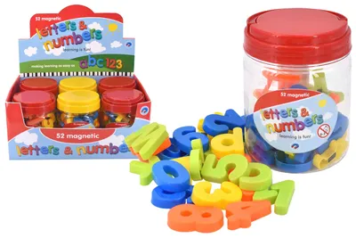 Imagen del producto de Letras y números magnéticos, juego de 52 piezas, para uso escolar