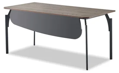 Productafbeelding van Bureau zonder lades, bruin. Modern bureau met metalen frame