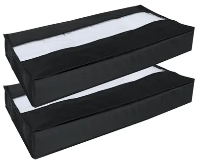 Aufbewahrungsboxen unter dem Bett, 2 Stück, 100x50x15 cm, schwarz
