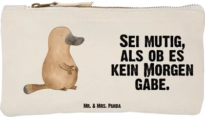 Produktbild von Mr. & Mrs. Panda beauty case Schnabeltier Mut Größe S Klein - Weiß - Geschenk, Mäppchen, Federtasche, Motivation, Pouch, Neustart, Weltreise, Arbeit, Schlampermäppchen