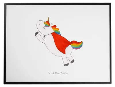 Produktbild von Mr. & Mrs. Panda Tischunterlage Einhorn Super - Weiß - Geschenk, schreibtischauflagen, Einhörner, Superheld, tischschutzmatte, Unicorn, tischpad, Freundin, Held