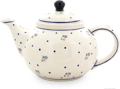 Produktbild von Bunzlauer Keramik 1,25L Teekanne – Klassische, rundliche Form mit elegant geschwungenem Ausguss, Nachbildung 111