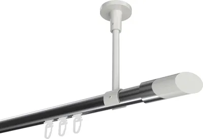 Produktbild von Interdeco Innenlaufstange / Gardinenstange mit Innenlauf Chrom / Weiß, Typ Sonette Verano (Schräge Bicolor) Deckenmontage, 20 mm Ø 1-läufig, 220 cm