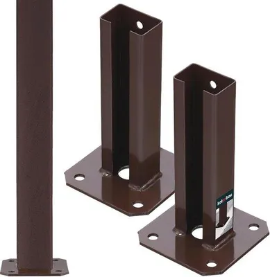 Productafbeelding van Set van 2 paaldragers voor hekwerk 60 x 40 mm - Verzinkt en gepoedercoat