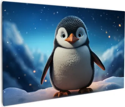 Produktbild von Wallario Premium Leinwandbild Eisbewohner im Winterwunderland in Größe 60 x 90 cm