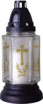Produktbild von HScandle Grabkerze aus Glas 24cm (Buena Weiß) inkl. Kerze ca. 40h Brenndauer