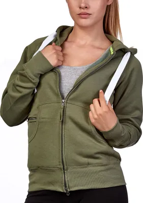 Produktbild von Mivaro Damen Sweatjacke mit Kapuze und Kängurutasche mit Reißverschlusstäschchen aus Baumwolle innen weich gefüttert Regular Fit Hoodie für Freizeit Arbeit und Alltag in vielen Farben