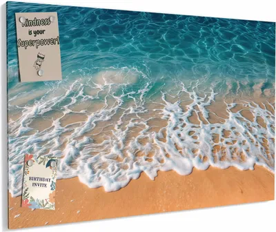 Produktbild von Magnettafel 90x60cm magnetisch & beschreibbar Metall-Board - Strand und Wellen