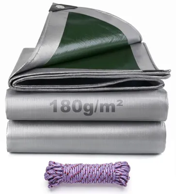 Imagen del producto de Lona de protección – Lona de PVC impermeable – 3 x 4 metros – Resistente a los rayos UV – Resistente al desgarro – Ojales reforzados – Color gris verdoso