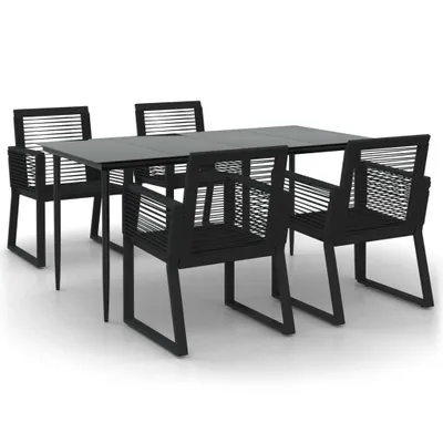 Produktbild von vidaXL 5-tlg. Garten-Essgruppe Schwarz PVC Rattan