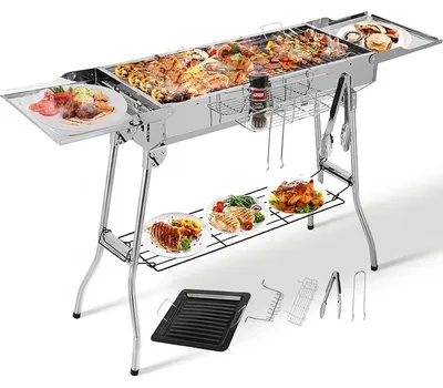 Immagine prodotto di Barbecue pieghevole a carbonella CA-16, 122 x 30 x 75 cm, argento