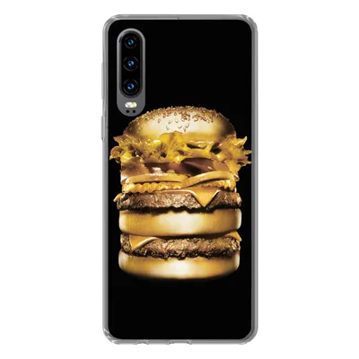Produktbild von MuchoWow® Handyhülle Schutzhülle Hülle für Huawei P30 Goldener Hamburger auf schwarzem Hintergrund. Silikon Softcase Handy Hülle - Kartenbesitzer