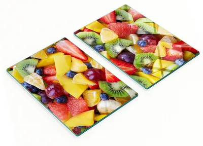 Produktbild von Multifunktionale, dekorative Obstschneidebretter aus Glas für die Küche, 2 x 40 x 52 cm