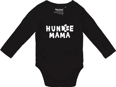 Produktbild von Huuraa Baby Body Hundemama Tapse 62 Black  Baumwolle Fairtrade Langarmbody Geschenkidee