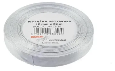 Obrázek produktu pro Šedá saténová stuha 12 mm x 32 m – Brewis