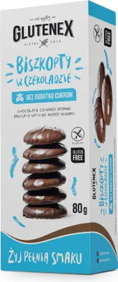 Obrázok produktu pre ČOKOLÁDOVÉ PIŠKÓTY BEZ PRIDANÉHO CUKRU, BEZLEPKU 80 g - GLUTENEX