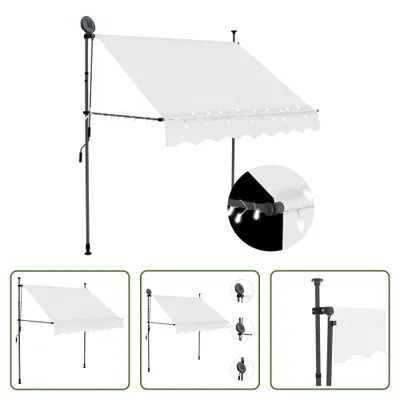 Zdjęcie produktu dla The Living Store Wysuwana markiza sterowana ręcznie z diodą LED 100 cm Kremowy