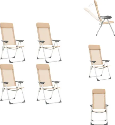 Produktbild von vidaXL Klappbare Campingstühle 4 Stk. Aluminium Creme -  Campingmöbel