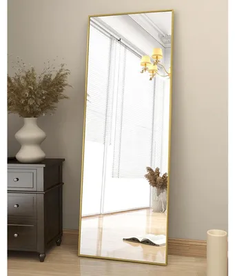 Produktbild von Standspiegel 163 x 53 cm Gold Aluminiumrahmen freistehend oder hängend