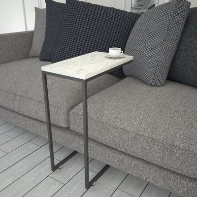 Image de Skye Decor, Callen - White Marble, table d'appoint, noir, 100 % ESPAGNE MÉLAMINE, 46 x 26 x 62 cm