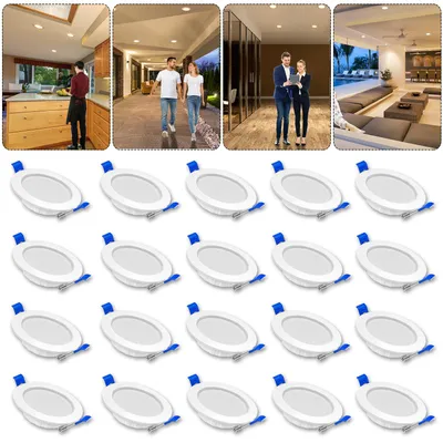 Obrázek produktu pro ACXIN LED vestavné světlo, 5W, sada 20 kusů, vestavné bodové světlo, stropní svítidlo, vhodné do koupelny, teplá bílá barva