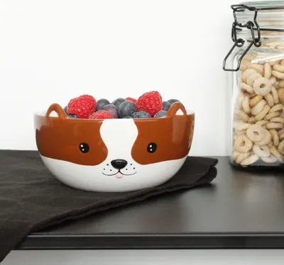 Produktbild von Winkee - Psí miska na cereálie | Roztomilá keramická miska s psíma ušima | Kameninová miska s roztomilým psím vzhledem
