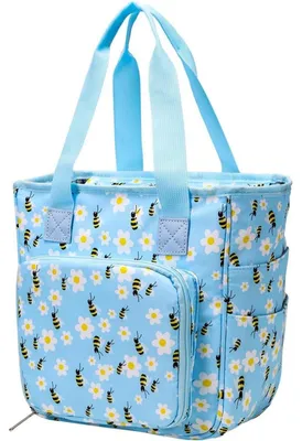 Immagine prodotto di Borsa per riporre lana e accessori da lavoro a maglia, borsa per l'uncinetto, motivo a tema api, tessuto Oxford 600D