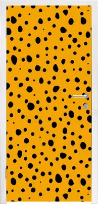 Produktbild von MuchoWow® Türtapete Selbstklebende Türfolie Polka dots - Orange - Schwarz 85x205 cm Türposter Türaufkleber Klebefolie Türklebefolie - Türverzierung - Türen Dekoration - Plakaten