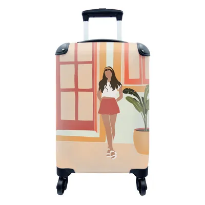 Produktbild von MuchoWow® Koffer Handgepäck Trolley Rollkoffer Kleine Reisekoffer mit 4 Rollen - Frau - Kleidung - Zuhause - Cabin Size < 55x40x23 cm & 55x40x20 cm - Fotokoffer - Kabinenkoffer - Boardgepäck - Reise-Box - Reisekoffer - Reisegepäck - Koffer mit Bild - Trolley für Kinder