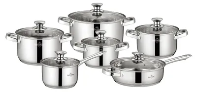 Immagine prodotto di Set 6 pentole con coperchio Swiss Haus-Montreaux, acciaio inossidabile, 16/18/20/24 cm, argento
