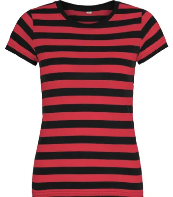 Produktbild von Kompatibel mit Mantis – Damen Retro Streifen T-Shirt im Marine Look, Kurzarm Run