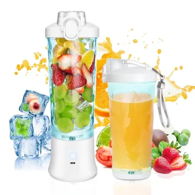 Tragbarer Mini-Blender 600 ml, USB-wiederaufladbar, 6 Edelstahlklingen, BPA-frei