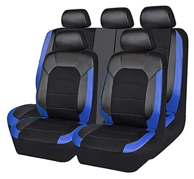 Immagine prodotto di Coprisedili per auto, set da 9 pezzi - anteriori e posteriori - nero e blu