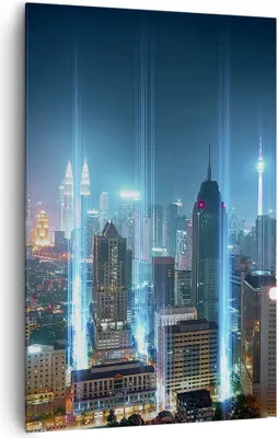 Produktbild von Bild auf Leinwand - Leinwandbild - Einteilig - Stadt Nacht Straße - 80x120cm - Wand Bild - Wanddeko - Wandbilder - Leinwanddruck - Wanddekoration - Leinwand bilder - Wandbild - PA80x120-3903