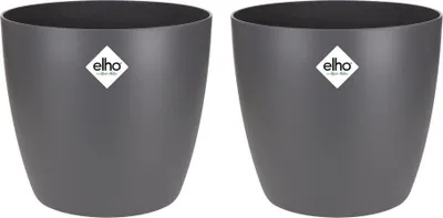 Image de Pot de Fleurs Rond Elho Brussels, Lot de 2, 17 L, Ø 25,1 x H 23.2 cm, Noir
