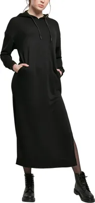 Productafbeelding van Damesjurk Urban Classics, model "Modal Terry Long Hoody Dress", kleur zwart, maat S