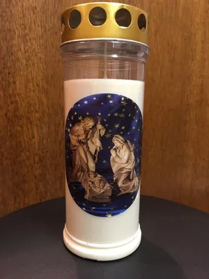 Produktbild von 24 Wochenbrenner mit Golddeckel 7 Tage mit Krippen Motiv,Grablicht Grabkerze