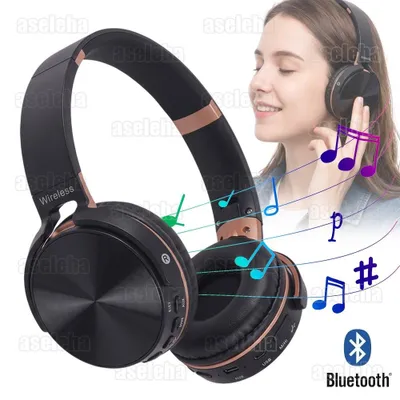 Produktbild von Bluetooth Kopfhörer On-Ear Headset Schwarz mit Kopfbügel faltbar Ohrpolster Stereo Bass HiFi Sound kabellos für Musik Sport Büro Reisen und Unterwegs