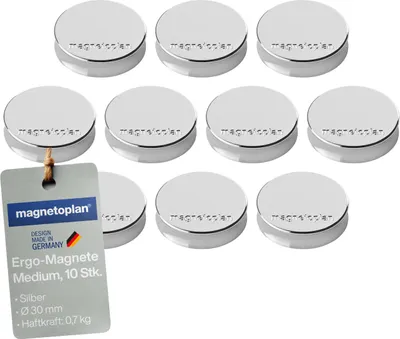 Produktbild von Magnetoplan Ergo medium Magnete silber 30mm 10St