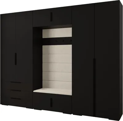 Produktbild von MEBLE KRYSPOL Inova 1 Möbelset Garderobe, 236,7x300x47cm - Schwarz, Manila 02, Schwarz
