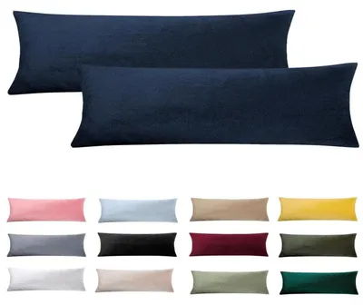 Produktbild von Seitenschläferkissen Bezug 40 x 145 cm 2er Set Marineblau Samt Kissenbezug